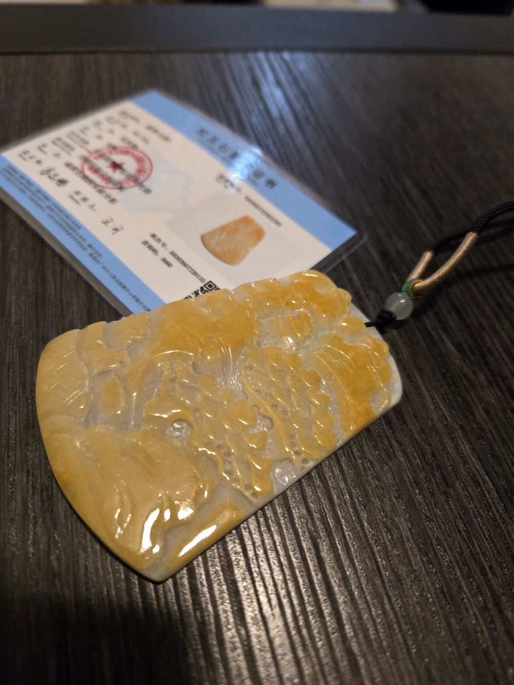 Yellow Jade Landscapr Pendant Necklace